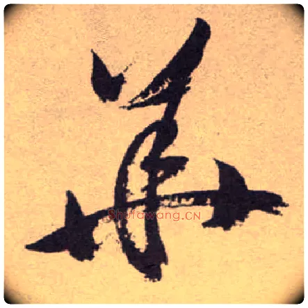 华毛笔草书写法,摘自明祝允明行草牡丹赋卷